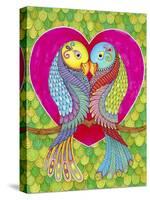 Lovebirds in Colour-Hello Angel-Stretched Canvas