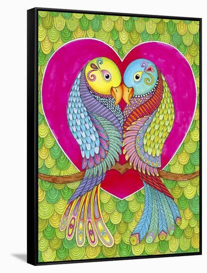 Lovebirds in Colour-Hello Angel-Framed Stretched Canvas