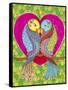 Lovebirds in Colour-Hello Angel-Framed Stretched Canvas