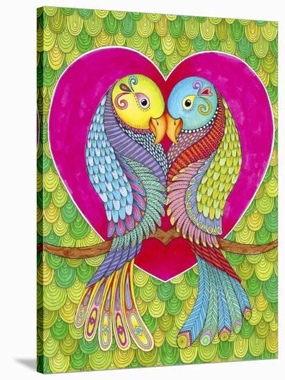 Lovebirds in Colour-Hello Angel-Stretched Canvas