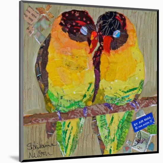 Lovebirds Yelllow-null-Mounted Art Print