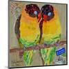 Lovebirds Yelllow-null-Mounted Art Print