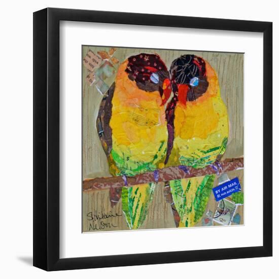 Lovebirds Yelllow-null-Framed Art Print