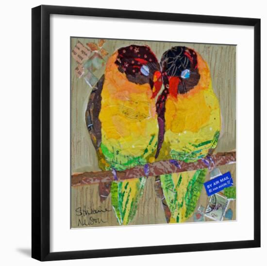 Lovebirds Yelllow-null-Framed Art Print