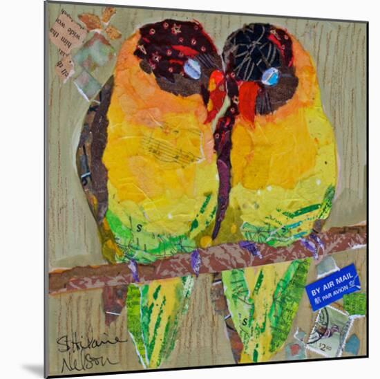 Lovebirds Yelllow-null-Mounted Art Print