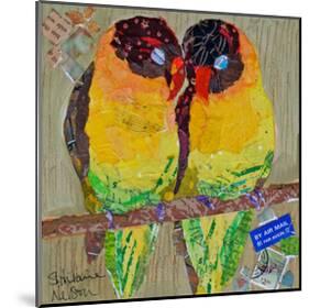 Lovebirds Yelllow-null-Mounted Art Print