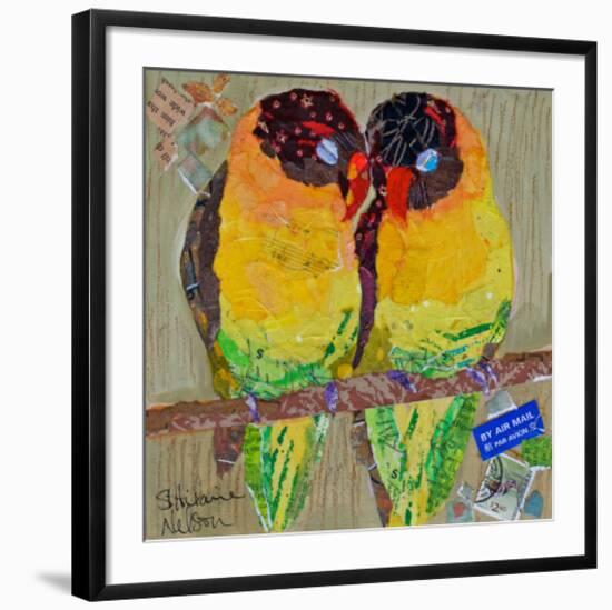 Lovebirds Yelllow-null-Framed Art Print