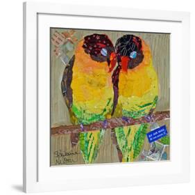 Lovebirds Yelllow-null-Framed Art Print