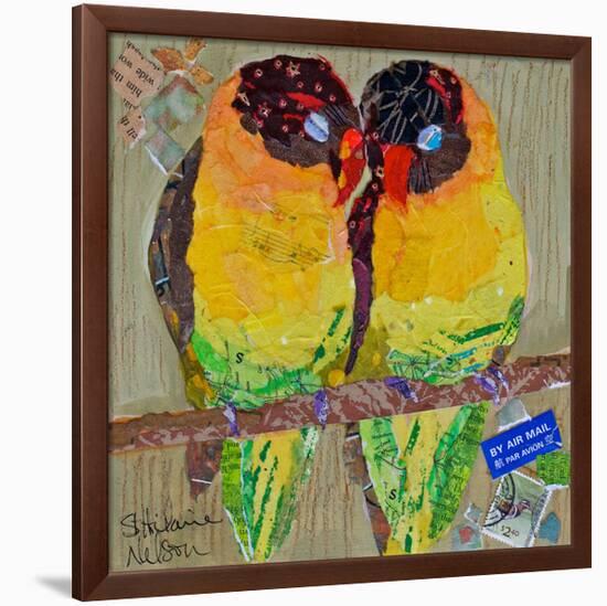Lovebirds Yelllow-null-Framed Art Print