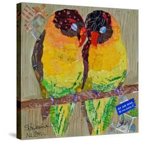 Lovebirds Yelllow-null-Stretched Canvas