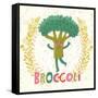 Lovely Broccoli in Funny Cartoon Style. Healthy Concept Card in Vector. Stunning Tasty Background I-smilewithjul-Framed Stretched Canvas