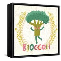 Lovely Broccoli in Funny Cartoon Style. Healthy Concept Card in Vector. Stunning Tasty Background I-smilewithjul-Framed Stretched Canvas