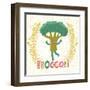 Lovely Broccoli in Funny Cartoon Style. Healthy Concept Card in Vector. Stunning Tasty Background I-smilewithjul-Framed Art Print