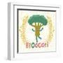 Lovely Broccoli in Funny Cartoon Style. Healthy Concept Card in Vector. Stunning Tasty Background I-smilewithjul-Framed Art Print