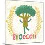Lovely Broccoli in Funny Cartoon Style. Healthy Concept Card in Vector. Stunning Tasty Background I-smilewithjul-Mounted Art Print