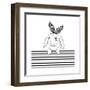 Lovely Bunny with Lace Ears and Stripy Background-Olga_Angelloz-Framed Art Print