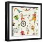 Lovely Circus Collection Seamless Isolated over Grey-Totallypic-Framed Art Print