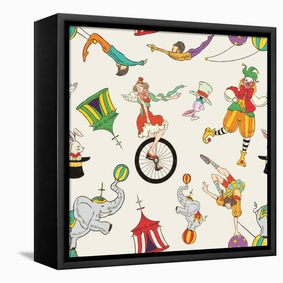 Lovely Circus Collection Seamless Isolated over Grey-Totallypic-Framed Stretched Canvas