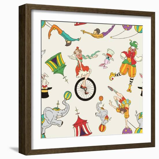 Lovely Circus Collection Seamless Isolated over Grey-Totallypic-Framed Art Print