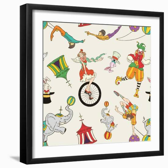 Lovely Circus Collection Seamless Isolated over Grey-Totallypic-Framed Art Print