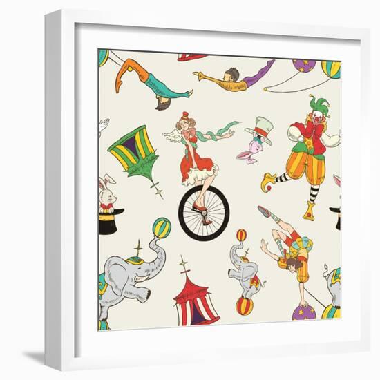 Lovely Circus Collection Seamless Isolated over Grey-Totallypic-Framed Art Print