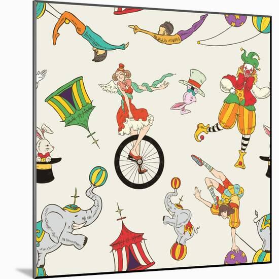 Lovely Circus Collection Seamless Isolated over Grey-Totallypic-Mounted Art Print