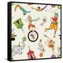 Lovely Circus Collection Seamless Isolated over Grey-Totallypic-Framed Stretched Canvas