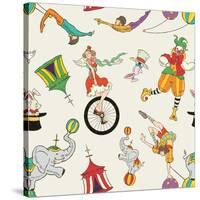 Lovely Circus Collection Seamless Isolated over Grey-Totallypic-Stretched Canvas