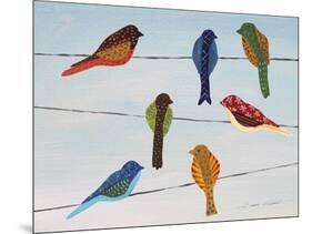 Lovely Colorful Birds On Wires 1-Jean Plout-Mounted Giclee Print