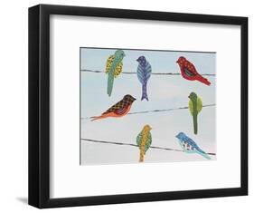 Lovely Colorful Birds On Wires 2-Jean Plout-Framed Giclee Print