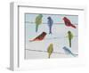 Lovely Colorful Birds On Wires 2-Jean Plout-Framed Giclee Print