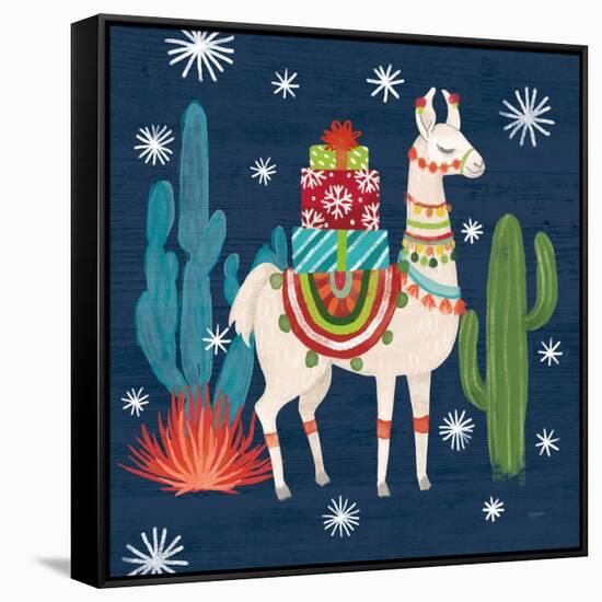 Lovely Llamas II Christmas-Mary Urban-Framed Stretched Canvas