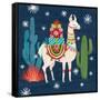 Lovely Llamas II Christmas-Mary Urban-Framed Stretched Canvas