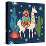 Lovely Llamas II Christmas-Mary Urban-Stretched Canvas