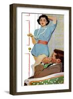 Lovely Neighbor  - Saturday Evening Post "Leading Ladies", November 20, 1954 pg.43-Lynn Buckham-Framed Giclee Print