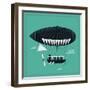 Lovely Vector Airship Illustration | Fairytale Dirigible Floating in the Sky Stylish Decorative Des-Mascha Tace-Framed Art Print
