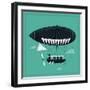 Lovely Vector Airship Illustration | Fairytale Dirigible Floating in the Sky Stylish Decorative Des-Mascha Tace-Framed Art Print