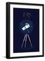 Lovely Vector Background on Astronomy with Telescope on Night Sky with Constellation on Background.-Mascha Tace-Framed Art Print