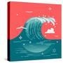 Lovely Vector Background on Large Ocean Breaking Wave. Sea Water Background in Flat Design with Abs-Mascha Tace-Stretched Canvas