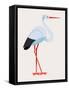 Lovely Vector Flat Design Geometric Long Legged White Stork Bird Icon, Side View Isolated-Mascha Tace-Framed Stretched Canvas