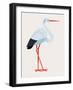 Lovely Vector Flat Design Geometric Long Legged White Stork Bird Icon, Side View Isolated-Mascha Tace-Framed Art Print