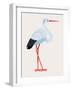 Lovely Vector Flat Design Geometric Long Legged White Stork Bird Icon, Side View Isolated-Mascha Tace-Framed Art Print