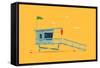 Lovely Vector Modern Flat Design Illustration on Detailed Lifeguard Tower on the Beach, Side View-Mascha Tace-Framed Stretched Canvas