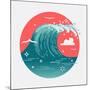 Lovely Vector Web Icon on Large Ocean Breaking Wave. Sea Water round Symbol in Flat Design with Abs-Mascha Tace-Mounted Art Print