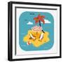 Lovely Vector Web Icon with Rounded Corners on Travel and Summer Vacation with Abstract Island Para-Mascha Tace-Framed Art Print