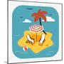 Lovely Vector Web Icon with Rounded Corners on Travel and Summer Vacation with Abstract Island Para-Mascha Tace-Mounted Art Print