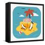 Lovely Vector Web Icon with Rounded Corners on Travel and Summer Vacation with Abstract Island Para-Mascha Tace-Framed Stretched Canvas