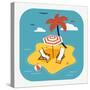 Lovely Vector Web Icon with Rounded Corners on Travel and Summer Vacation with Abstract Island Para-Mascha Tace-Stretched Canvas