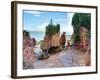 Lovers Arch and Bear Rock Sea Stacks, Hopewell Rocks Bay, Hopewell Cape, New Brunswick, Canada-Miva Stock-Framed Photographic Print