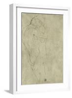 Lovers, Black Crayon (1908)-Gustav Klimt-Framed Giclee Print